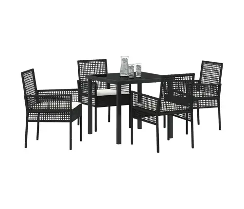 Sodo Valgomojo Komplektas Su Pagalve 5 Pcs Juoda Poliratanas