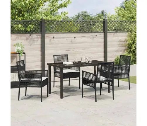 Sodo Valgomojo Komplektas Su Pagalve 5 Pcs Juoda Poliratanas