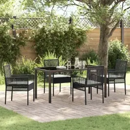 Aia Söögilaudade Komplekt Padjaga 5 Pcs Must Polürooster