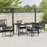 Aia Söögilaudade Komplekt Padjaga 5 Pcs Must Polürooster
