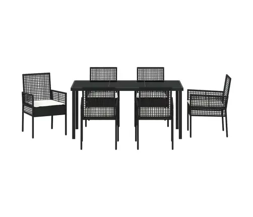 Sodo Valgomojo Komplektas Su Pagalve 7 Pcs Juoda Poli Ratanas