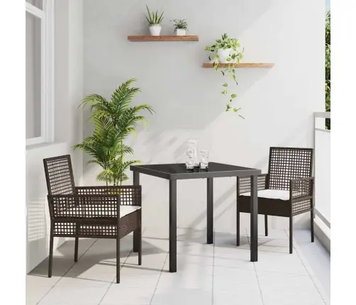 3 Gabalu Dārza Ēdamistabas Komplekts Ar Spilveniem Brūns Polietilēna Rotangpalma Vidaxl