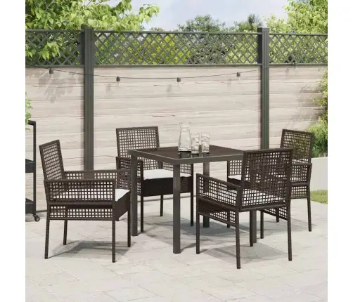 5 Daļu Dārza Ēdamistabas Komplekts Ar Spilveniem Brūna Poli Rotangpalma Vidaxl