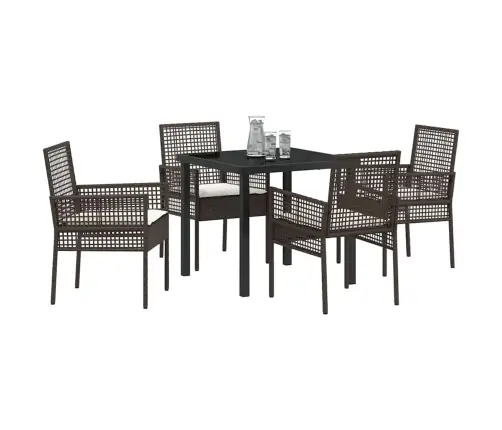 5 Daļu Dārza Ēdamistabas Komplekts Ar Spilveniem Brūna Poli Rotangpalma Vidaxl