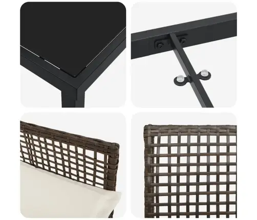 5 Daļu Dārza Ēdamistabas Komplekts Ar Spilventiņiem Brūna Polietilēna Rotangpalma Vidaxl