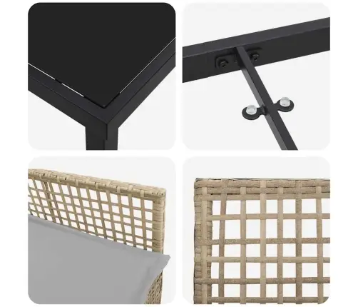 Aia Söögilaudade Komplekt Padjaga 5 Pcs Beež Polürotang