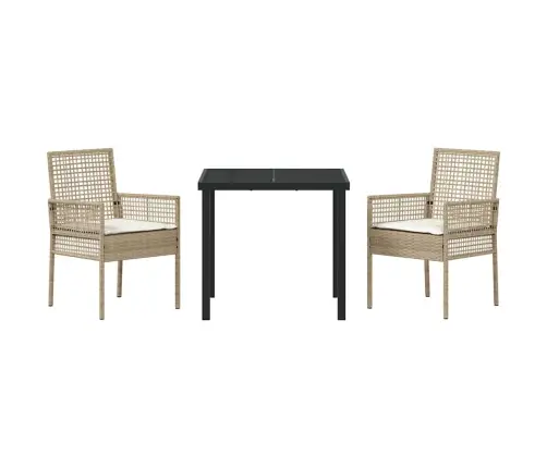 Aia Söögilaudade Komplekt Padjaga 3 Pcs Beež Polürooster