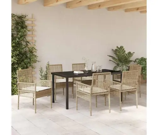 Aia Söögilaudade Komplekt Padjaga 7 Pcs Beež Polürooster