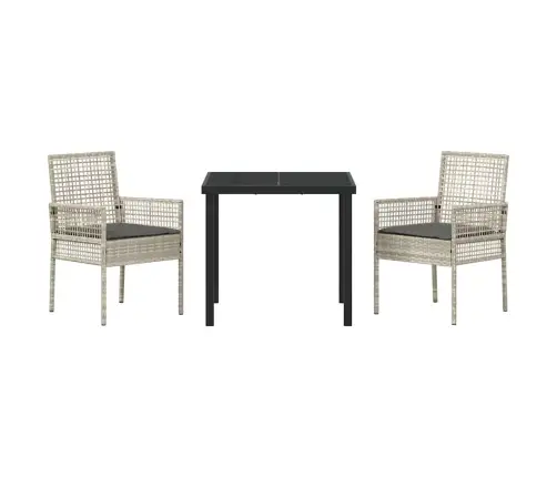 Sodo Valgomojo Komplektas 3 Pcs Šviesiai Pilka Poliratanas