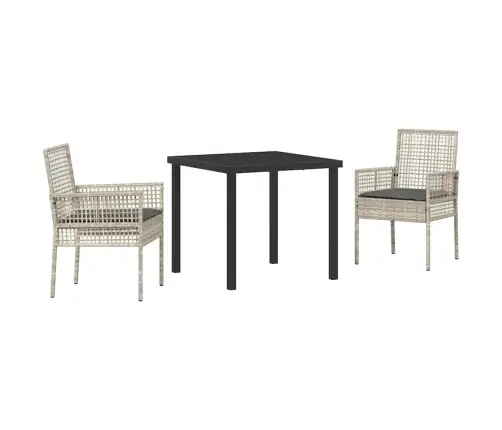 Sodo Valgomojo Komplektas 3 Pcs Šviesiai Pilka Poliratanas