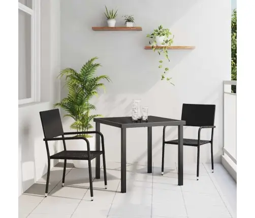 Sodo Valgomojo Komplektas Su Pagalve 3 Pcs Juoda Poliratanas