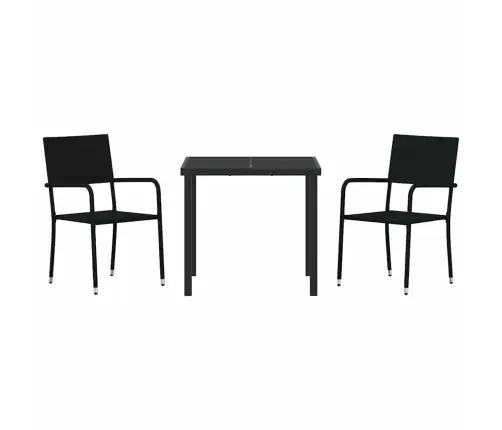 Sodo Valgomojo Komplektas Su Pagalve 3 Pcs Juoda Poliratanas