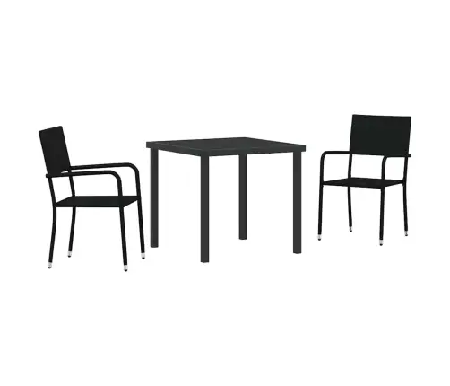 Sodo Valgomojo Komplektas Su Pagalve 3 Pcs Juoda Poliratanas