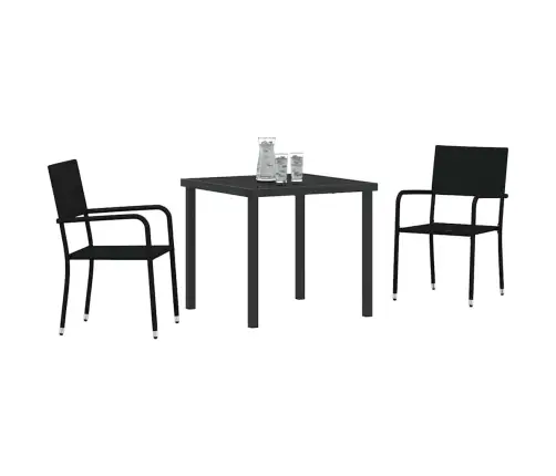 Sodo Valgomojo Komplektas Su Pagalve 3 Pcs Juoda Poliratanas