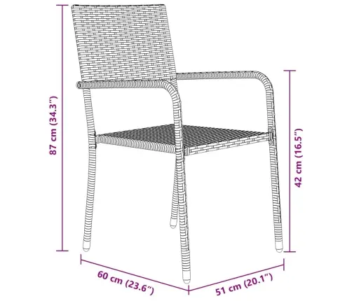 Sodo Valgomojo Komplektas Su Pagalve 3 Pcs Juoda Poliratanas