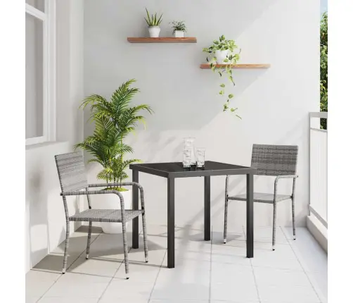 Sodo Valgomojo Komplektas 3 Pcs Pilka Poli Ratanas