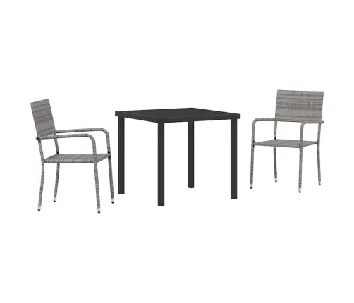 Sodo Valgomojo Komplektas 3 Pcs Pilka Poli Ratanas