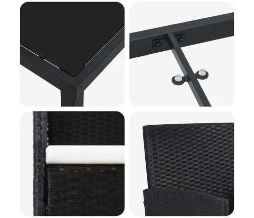 Aia Söögilaudade Komplekt Padjaga 5 Pcs Must Polürooster Aia Söögilaudade Komplekt Padjaga 5 Pcs Must Polürooster