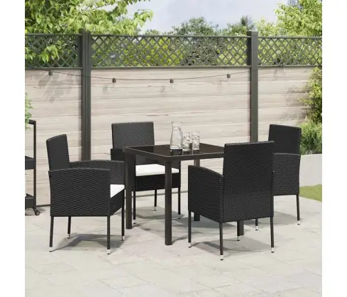 Aia Söögilaudade Komplekt Padjaga 5 Pcs Must Polürooster Aia Söögilaudade Komplekt Padjaga 5 Pcs Must Polürooster