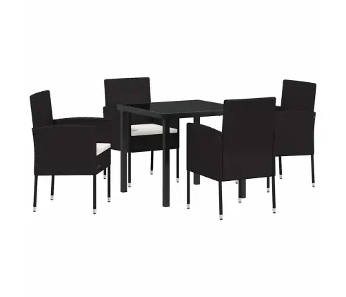 Aia Söögilaudade Komplekt Padjaga 5 Pcs Must Polürooster Aia Söögilaudade Komplekt Padjaga 5 Pcs Must Polürooster