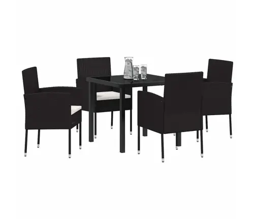 Aia Söögilaudade Komplekt Padjaga 5 Pcs Must Polürooster Aia Söögilaudade Komplekt Padjaga 5 Pcs Must Polürooster