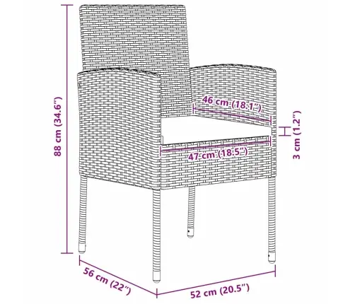 Aia Söögilaudade Komplekt Padjaga 5 Pcs Must Polürooster Aia Söögilaudade Komplekt Padjaga 5 Pcs Must Polürooster