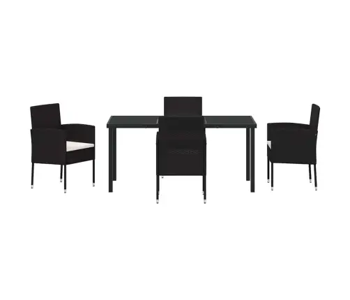 Sodo Valgomojo Komplektas Su Pagalve 5 Pcs Juoda Poli Ratanas