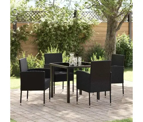 Sodo Valgomojo Komplektas Su Pagalve 5 Pcs Juoda Poliratanas