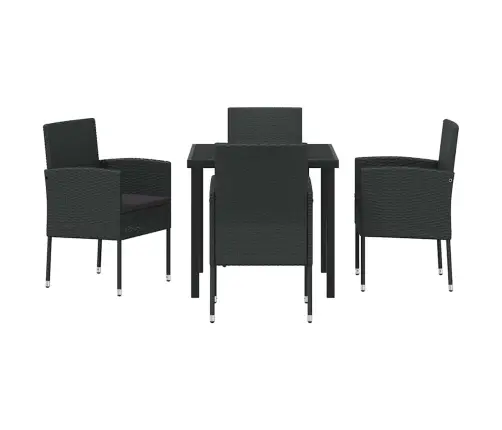 Sodo Valgomojo Komplektas Su Pagalve 5 Pcs Juoda Poliratanas