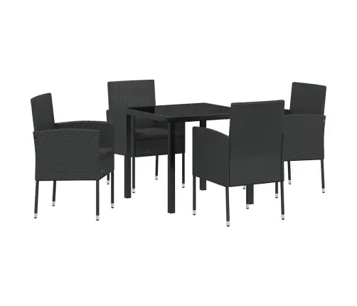 Sodo Valgomojo Komplektas Su Pagalve 5 Pcs Juoda Poliratanas