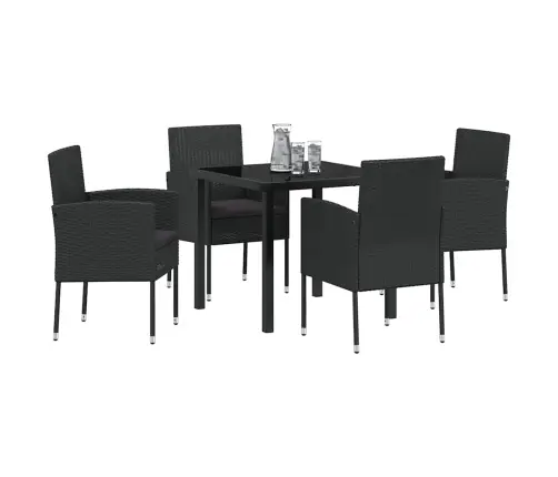 Sodo Valgomojo Komplektas Su Pagalve 5 Pcs Juoda Poliratanas