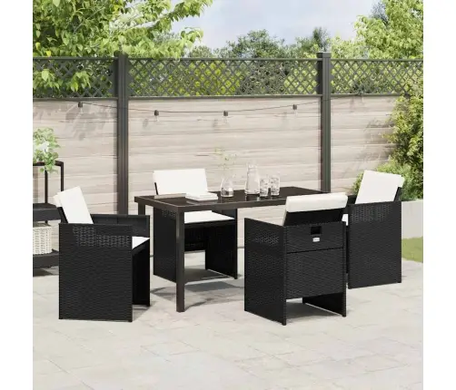 Sodo Valgomojo Komplektas Su Pagalve 5 Pcs Juoda Poli Ratanas