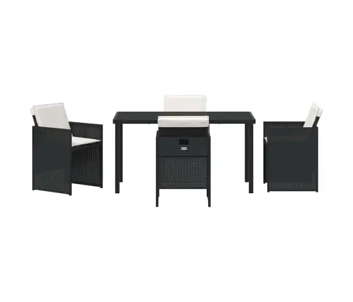 Sodo Valgomojo Komplektas Su Pagalve 5 Pcs Juoda Poli Ratanas