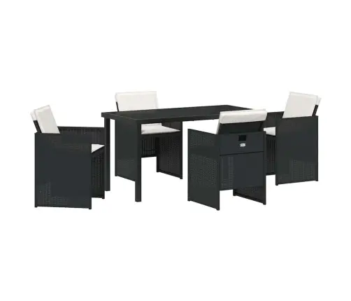 Sodo Valgomojo Komplektas Su Pagalve 5 Pcs Juoda Poli Ratanas