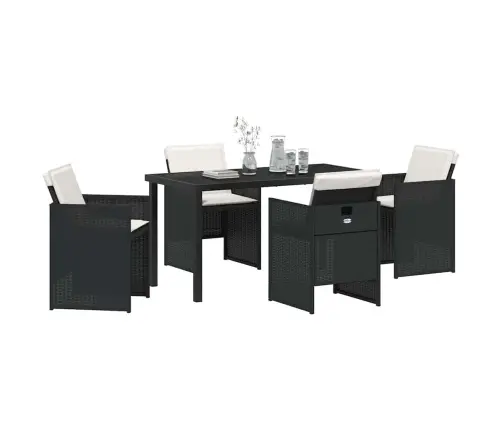 Sodo Valgomojo Komplektas Su Pagalve 5 Pcs Juoda Poli Ratanas