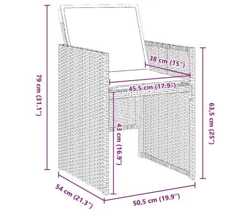Sodo Valgomojo Komplektas Su Pagalve 5 Pcs Juoda Poli Ratanas