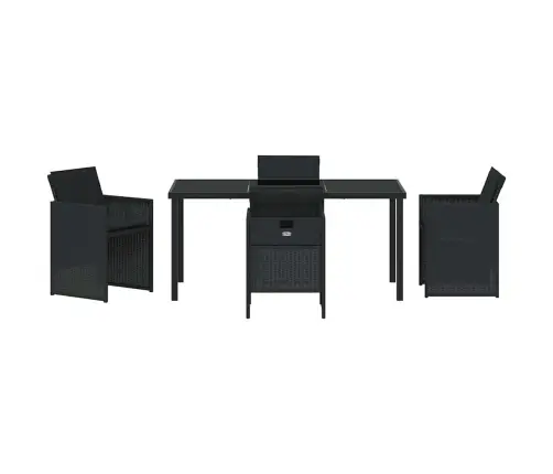 5 Daļu Dārza Galds Ar Spilveniem Melnā Poliratānā Vidaxl