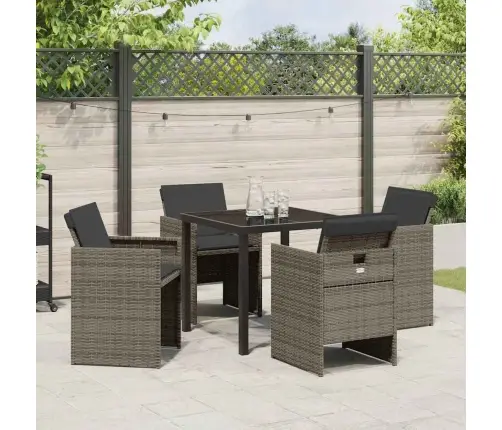 5 Daļu Dārza Galda Komplekts Ar Spilveniem Pelēkā Poliratanā Vidaxl