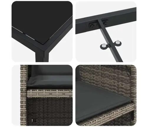 Sodo Valgomojo Komplektas Su Pagalve 5 Pcs Pilka Poliratanas