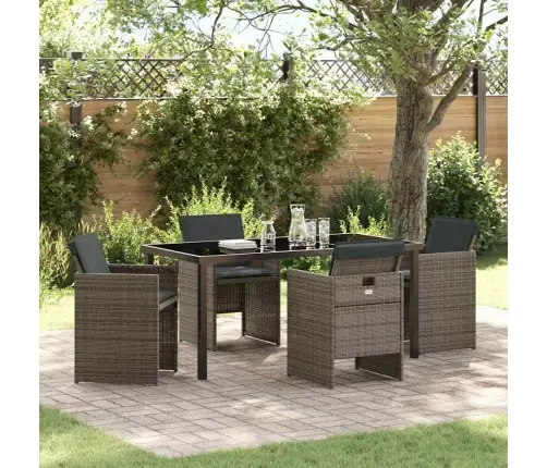 Sodo Valgomojo Komplektas Su Pagalve 5 Pcs Pilka Poliratanas