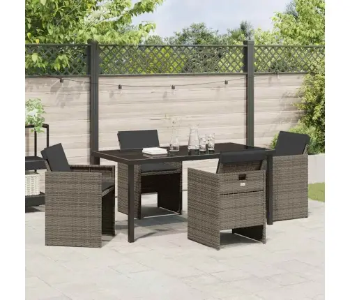 Sodo Valgomojo Komplektas Su Pagalve 5 Pcs Pilka Poliratanas