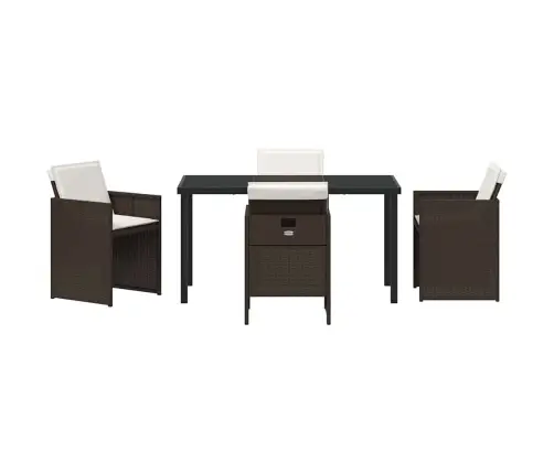 5 Daļu Dārza Galdiņš Ar Spilveniem Brūnā Poliestera Rotangā Vidaxl