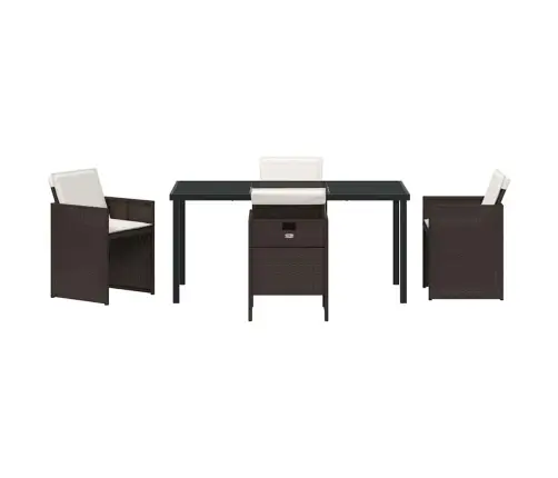 5 Gabalu Dārza Galds Ar Spilveniem, Brūnā Polirātā Vidaxl