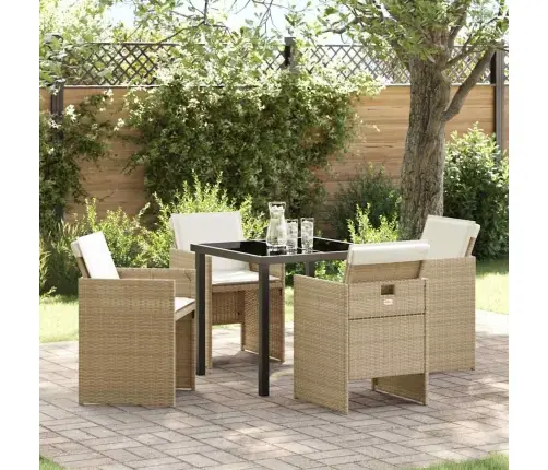 5 Daļu Dārza Ēdamgaldu Komplekts Ar Bēšiem Spilveniem Vidaxl