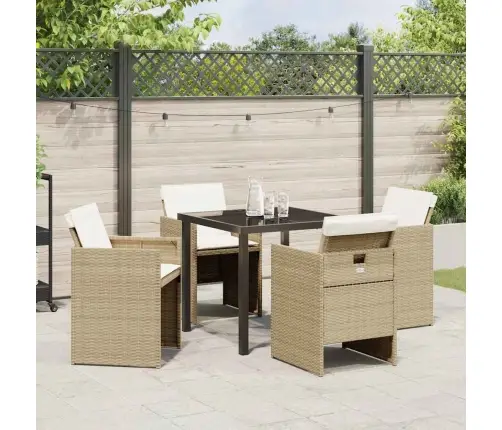 5 Daļu Dārza Ēdamgaldu Komplekts Ar Bēšiem Spilveniem Vidaxl