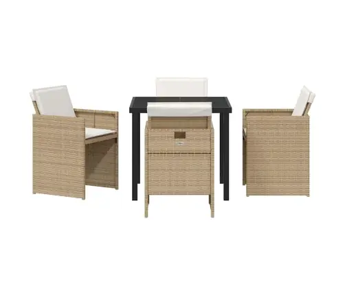 5 Daļu Dārza Ēdamgaldu Komplekts Ar Bēšiem Spilveniem Vidaxl