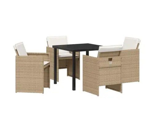 5 Daļu Dārza Ēdamgaldu Komplekts Ar Bēšiem Spilveniem Vidaxl