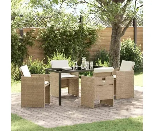 Aia Söögilaudade Komplekt Padjaga 5 Pcs Beež Polürotang