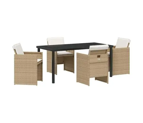 Sodo Valgomojo Komplektas Su Pagalve 5 Pcs Smėlio Poli Ratanas