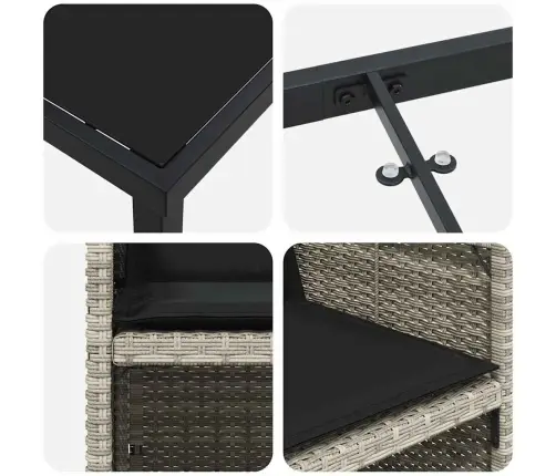 Sodo Valgomojo Komplektas 5 Pcs Šviesiai Pilka Poliratanas